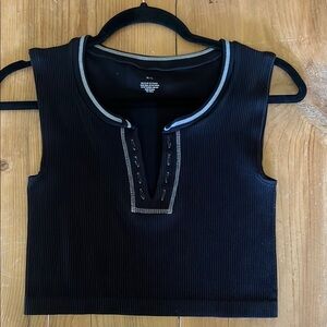 Black Ribbed Sleeveless Top